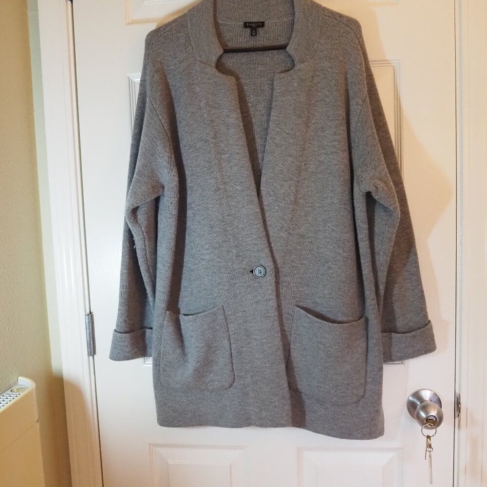 Talbots Wool Blend Gray Knit Blazer 1x